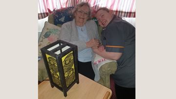 Preston care home Colleague brightens up Residents day with new lamp